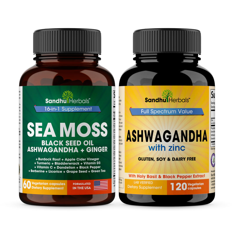 Sea Moss 16 in 1 Supplement & 4 in 1 Ashwagandha Supplement| Supports Immune Health & Overall Wellness