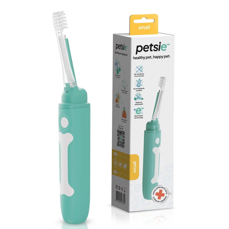 Dog Toothbrush | Innovative Eletrolytic Technology | Improves Oral Health & Reduces Bad Breath | No Vibrations & Silent Teeth Cleaning Brush | No Toothpaste Needed | Dog Teeth Cleaning Kit Green Small - PawsPlanet Australia