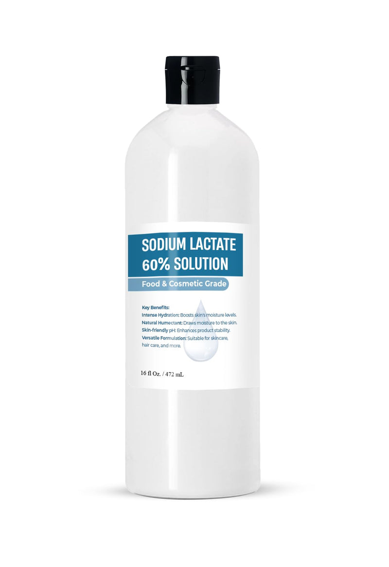 [Australia] - Sodium Lactate 60% (16 Ounce / 472 mL), Sodium Lactate Liquid for Soap and Lotion Making Natural Preservative and Buffering Agent, Natural Humectant Harder Bar of Soap 