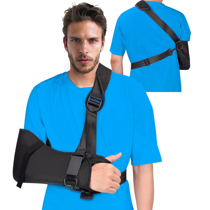 [Australia] - Adult Arm Sling Shoulder Immobilizer with Waist Strap Sling for Hand Shoulder Elbow Wrist Injury Torn Rotator Cuff Support Broken & Fractured Bones Fits for Left Right Arm Women Men Medium 