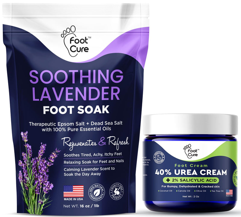 [Australia] - Soothing Lavender Foot Soak with Epsom Salt - Best Toenail Treatment, & Softens Calluses - Soothes Sore & Tired Feet, Moisturizing Athletes Foot Care For Dry Cracked Feet Cream 