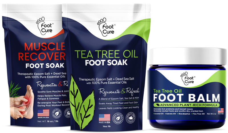 [Australia] - Tea Tree Oil & Muscle Relief Foot Soak with Epsom Salts - All Natural Salts for Post Workout Recovery - Softens Calluses & Tea Tree Oil Foot Balm 