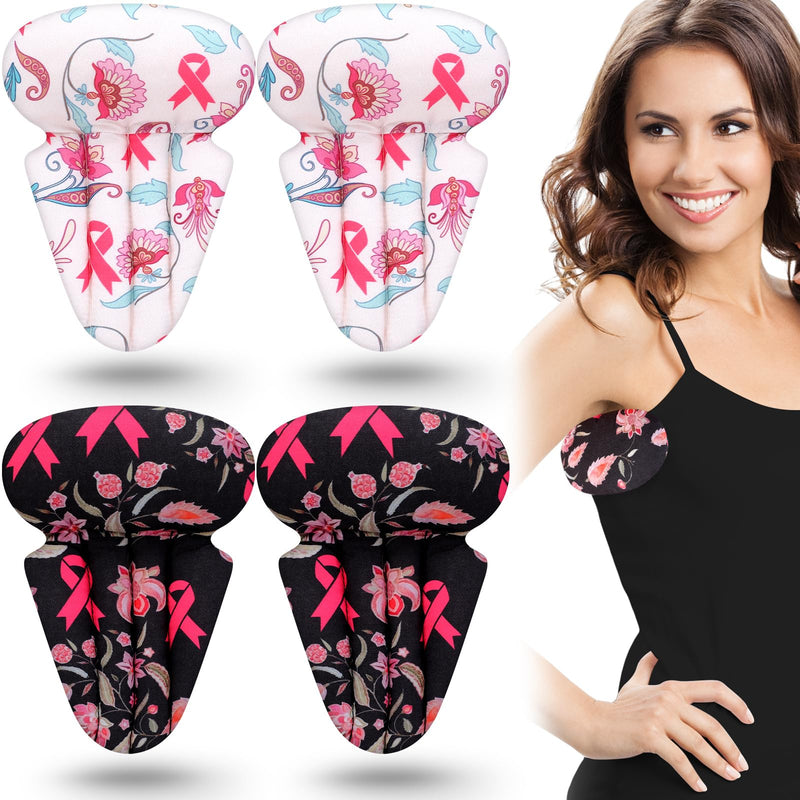 Juexica 4 Pcs Lymphedema Axilla Mastectomy Pillow Cotton Post Breast Surgery Recovery Breast Pillow for Sleeping Mastectomy Underarm Armpit Pain Relief(Pink Ribbon) Pink Ribbon