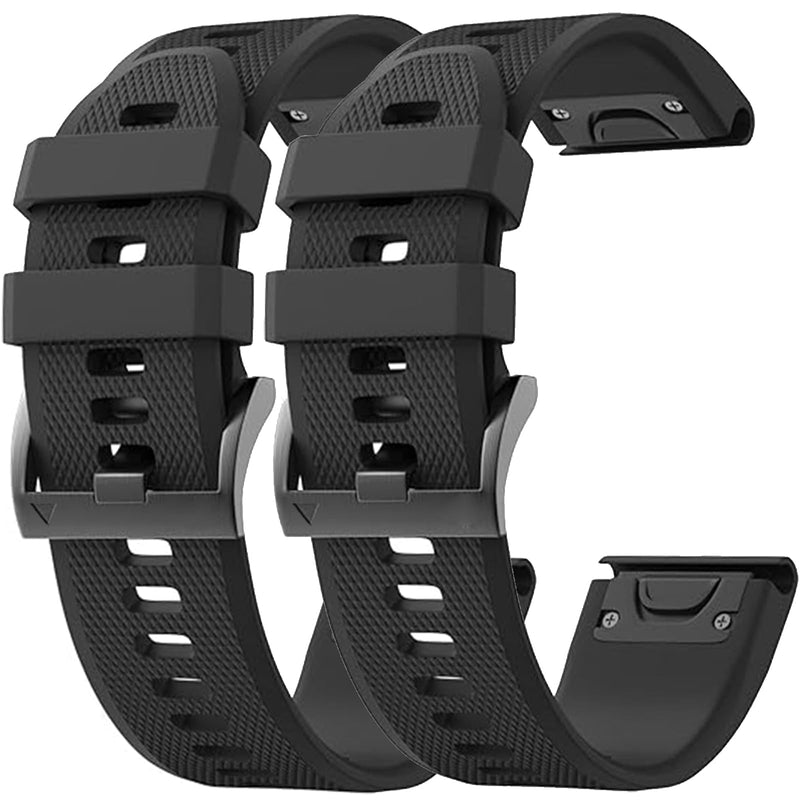 [Australia] - 2 Pack Waterproof Band Compatible with Garmin Fenix 5 / Fenix 6 / Fenix 7 Band, QuickFit 22mm Watch Band for Fenix 7 Pro/Fenix 6 Pro/Fenix 5 Plus Watch Bands black/black 