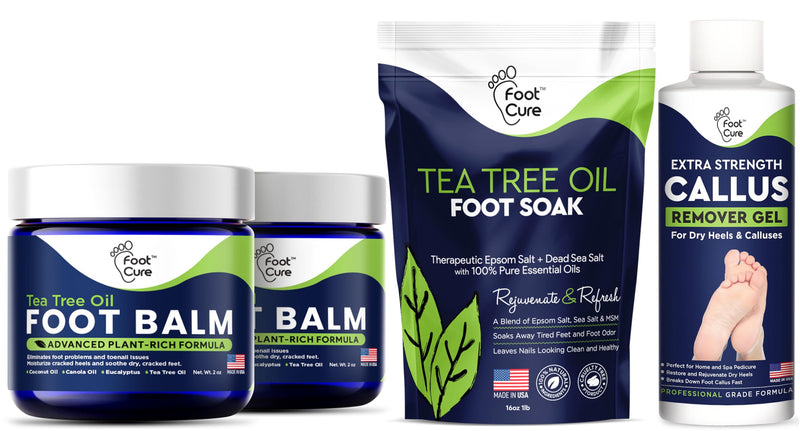 [Australia] - Tea Tree Oil Foot Balm - Foot Moisturizer for Dry Cracked Feet - Instantly Hydrates & Soothes Irritated Skin & Athletes Foot - Best Foot Care for Women and Men & Tea Tree Foot Soak, Callus Remover Gel 