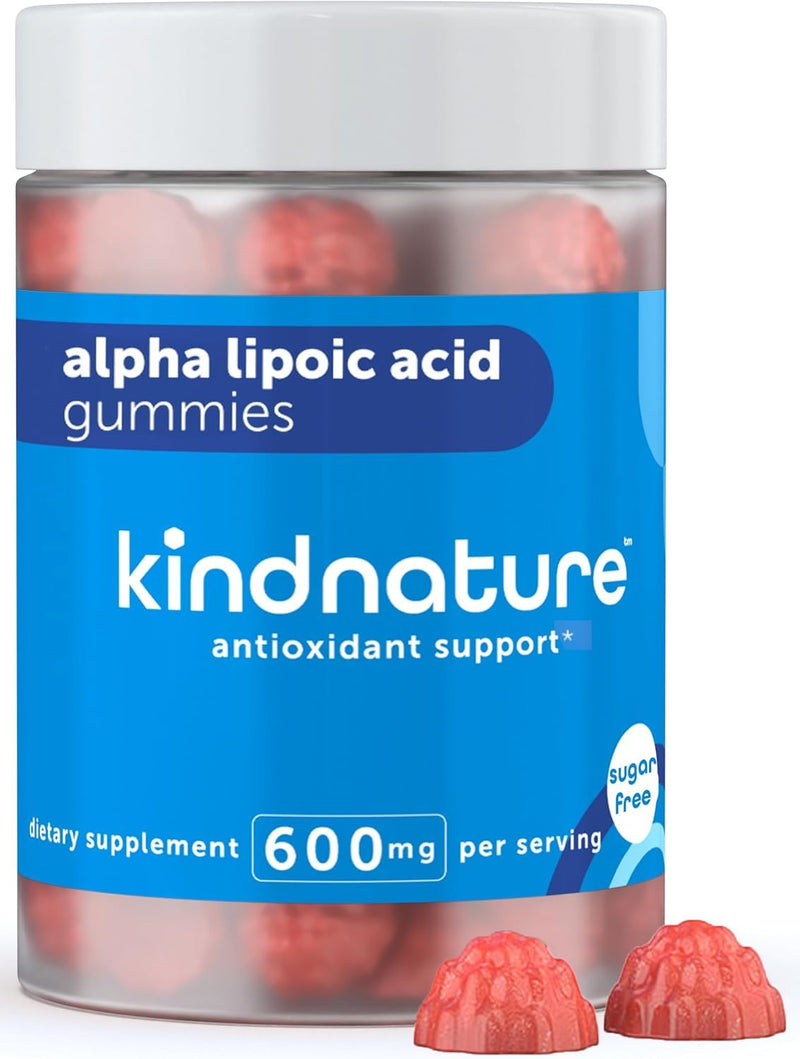 [Australia] - kindnature Alpha Lipoic Acid Gummies - Vegan, Sugar-Free, Low Calorie 600 mg ALA Supplement - Pure ALA Alpha Lipoic Acid 600mg for Antioxidant Support 