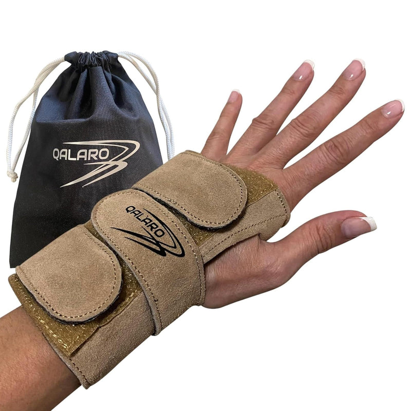 [Australia] - Suede Wrist Supports (Pair) with Bag | Gymnastics, Acrobatics, Cheer Adjustable Wrist Guards | Wrist Injury Prevention | Wrist Support Brace Hand Wraps Sand Large 