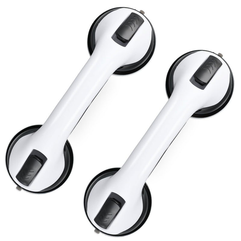 [Australia] - Grab Bars for Bathtubs and Showers, 2 Pack Shower Handle 12 Inch Strong Suction Shower Bar, Safety Bars for Shower Chair, Bathroom Grab Bar for Senior -Black White Black/White 