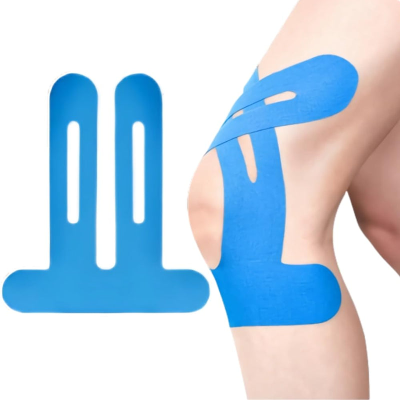[Australia] - IEADEN Pre-Cut Kinesiology Tape for Knee, 10 Pcs - Waterproof & Elastic, Breathable Latex-Free Cotton Athletic Tape, Provide Support and Stability to Muscle - Ideal for Running, Hiking, Riding, etc. … Blue 