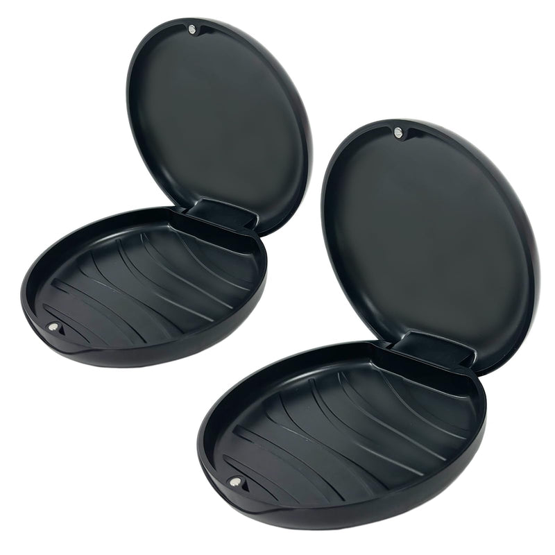 [Australia] - 2 Pack Orthodontic Retainer Case with Solid Color,Simple Aligner Case for Invisalign,Night Mouth Guard Case, Retainer Holder(Black) Black 