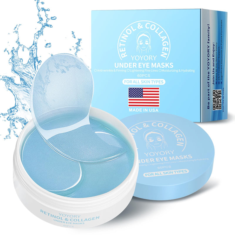 [Australia] - Under Eye Patches Masks - for Dark Circles, Puffy Eyes, Fine Lines, Wrinkles, Eye Bags Treatment with Collagen and Hyaluronic Acid, Moisturizing and Hydrating (60 Pcs)… Cornflower Blue 