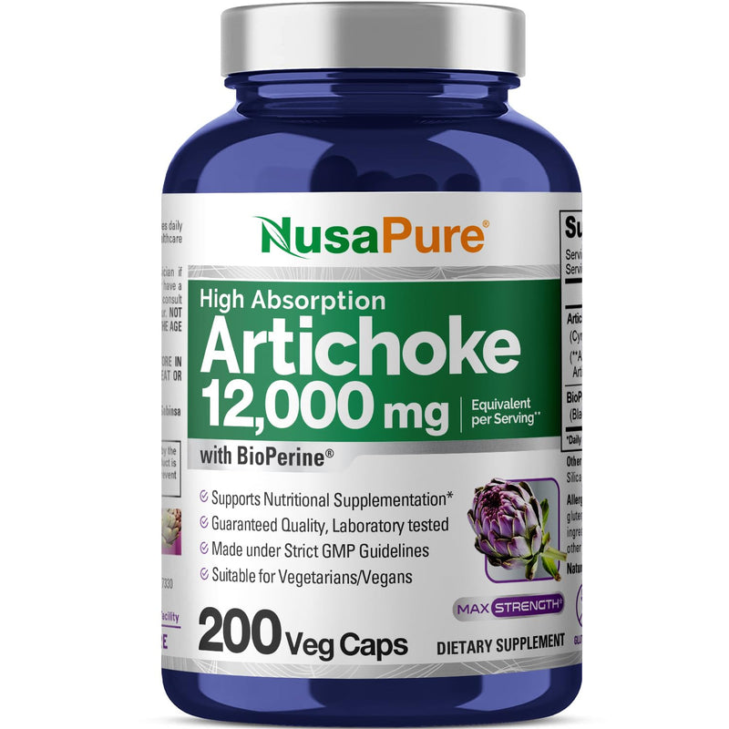 [Australia] - NusaPure Artichoke Extract 12000mg 200 Veggie caps (Non-GMO, Gluten Free, Extract 20:1) 