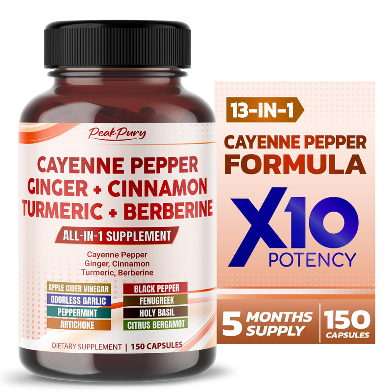 [Australia] - Cayenne Pepper Ginger Turmeric Berberine - Digestion, Gut Heath Support - Made in USA 150 count (pack of 1) 