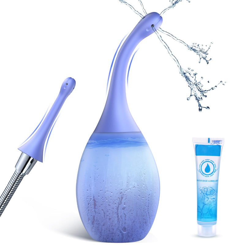 [Australia] - Enema Anal Douches for Men Women - Enema Bulb with Bendable Silicone Nozzles for Men Women Colon Cleanse, Anti Backflow Shower Douche Enema Kit with Lube, Anal Cleansing Feminine Care Douche Bottles 