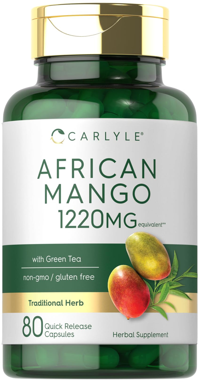 [Australia] - Carlyle African Mango Supplement 1220mg | 80 Capsules | with Green Tea Extract | Non-GMO, Gluten Free 80 Count (Pack of 1) 
