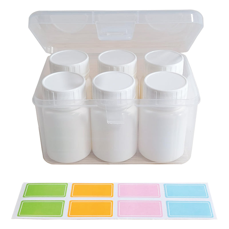 Plastic Empty Pill Bottle Organizer Medicine Vitamin Chemical Containers with Lables Caps (40ml) 40ml