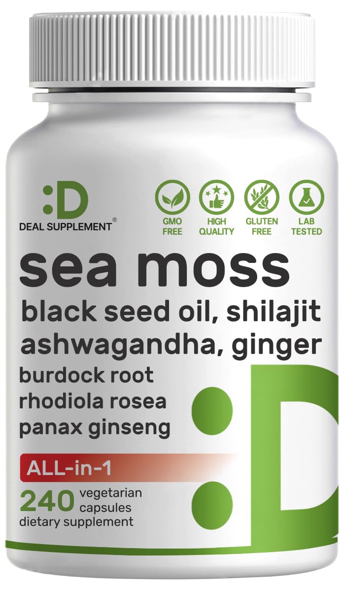 [Australia] - DEAL SUPPLEMENT Irish Sea Moss 7000mg Per Serving, 240 Veggie Capsules ‚Äì 14 Superfood Complex ‚Äì 3000mg Black Seed Oil, 2000mg Ashwagandha, 600mg Ginger 