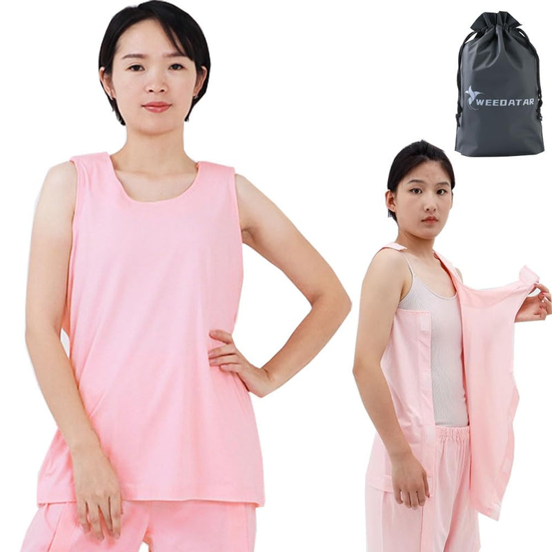 [Australia] - Woman Post Shoulder Surgery Shirts Rehab Shirt,Recovery Tear Away T-shirt,Full Open Shirt Dialysis Chemo Clothing XX-Large Pink,short 