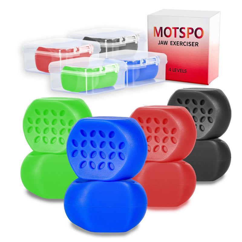 [Australia] - Jaw Exerciser for Men & Women - 4 Resistance Levels (8PCS) Silicone Jawline Exerciser Shaper Jaw Line Trainer Strengthener, Slim & Tone Your Face 
