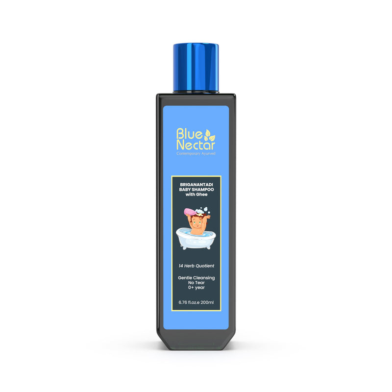 [Australia] - Blue Nectar Baby Shampoo for Kids with Natural Ghee | No Tear Formula | Natural Baby Care Product for New Born | For 0+ Years | Mild Shampoo for Dry & Sensitive Skin (6.76 Fl Oz, 14 Herbs) 