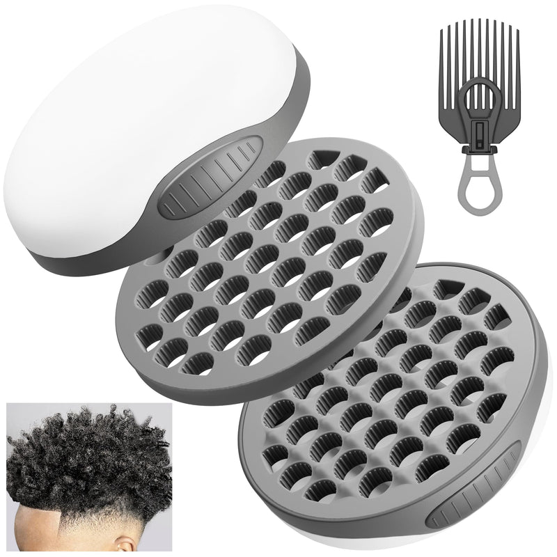 [Australia] - Silicone Twist Hair Brush, Magic Curling Hair Tool for Afro Curls,Vertical Stripe Curl Brushes, Detachable Two-Sided for Men Women Boy Girl Comb, Gray, 1 Piece Grey 