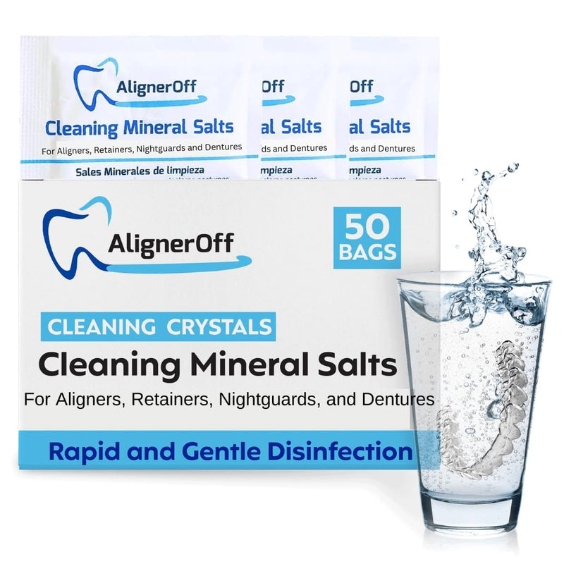 [Australia] - Cleaning Mineral Salts – Cleaner Crystals for Aligners, Retainers, Nightguards, & Dentures– Removes Stains, Plaque & Odors – Daily Safe Formula for Dental Appliances-3g Powder 