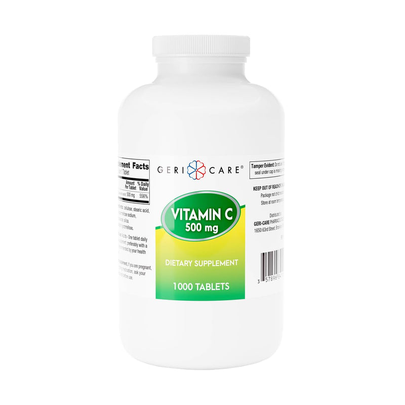 GeriCare Vitamin C 500 mg, Antioxidant, Immune System Support, Nutritional Supplement Tablets, 1000 Count (Pack of 1) 1000 Count (Pack of 1) 500mg