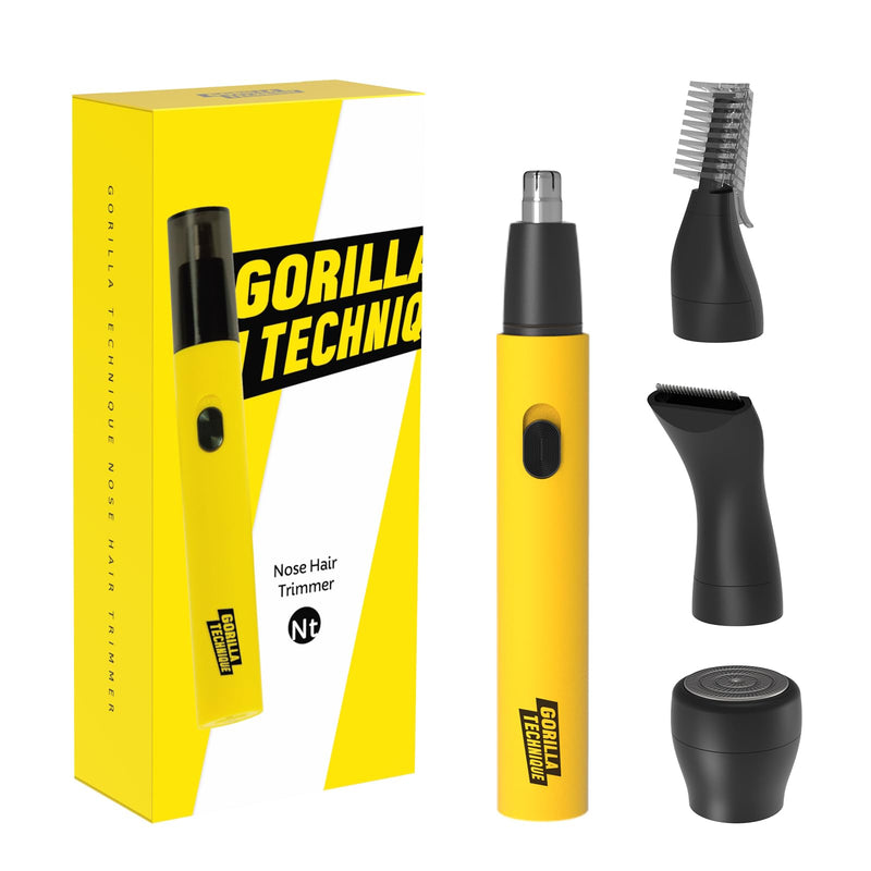 Gorilla Technique Nose Ear Hair Trimmer for Men, Rechargeable 4-in-1 Trimmer for Nose Ear Eyebrow Hair Removal, No Pull No Snag Grooming with High-Speed 10,000rpm Motor, 4 Heads 4 Head
