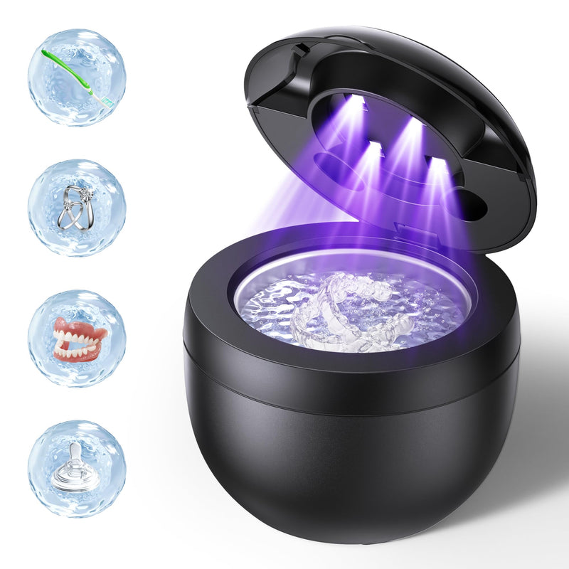 [Australia] - Ultrasonic Retainer Cleaner, Retainer Cleaner Machine for Dentures, Mouth Guards, Braces, Toothbrush Heads, Jewelry with 200ML Capacity, 45kHz Ultrasonic Cleaner, 4 Modes for All Dental Appliances 