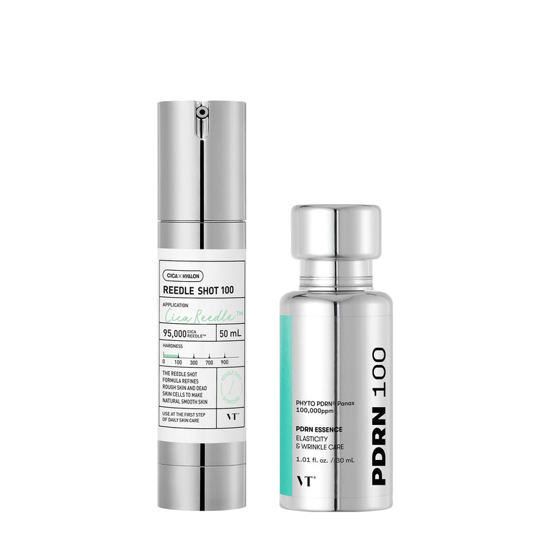 VT COSMETICS Reedle Shot 100 & PDRN Essence Set, Microneedling Serum and Glow Serum Duo for Glass Skin, Korean Skincare, Gift Set, Mother's Day