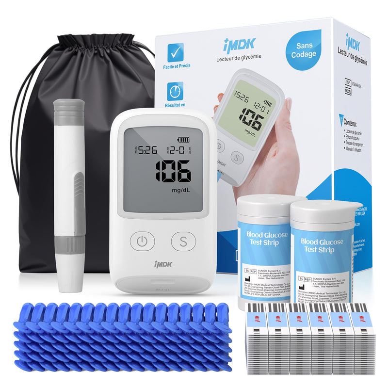[Australia] - IMDK Blood Glucose Monitor Kit, 𝗖𝗹𝗶𝗻𝗶𝗰𝗮𝗹𝗹𝘆 𝗔𝗰𝗰𝘂𝗿𝗮𝘁𝗲 Blood Sugar Test Kit with 100 Glucometer Strips, 100 Lancets and 1 Lancing Devices, No Coding Required & Large Screen 