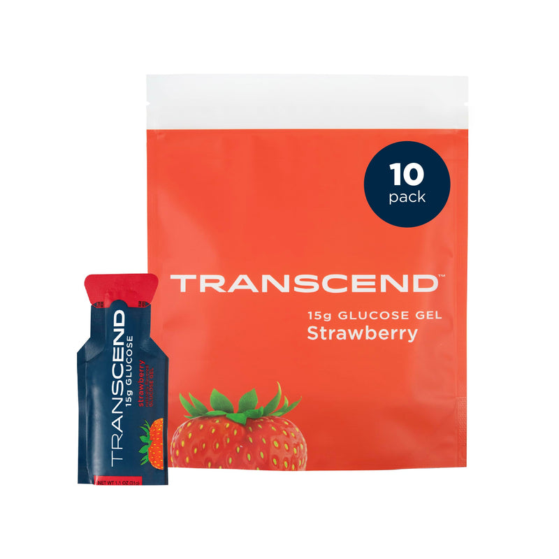 [Australia] - Transcend Foods Strawberry Gel (1.1 oz, Pack of 10) Fast-acting Carb Gel Strawberry Flavor – Caffeine Free, Gluten Free 
