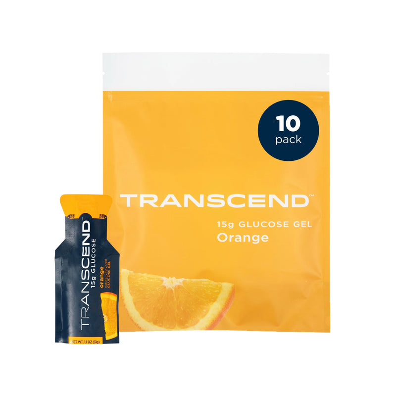 [Australia] - Transcend Foods Orange Gel (1.1 oz, Pack of 10) Fast-acting Carb Gel Orange Flavor – Caffeine Free, Gluten Free 