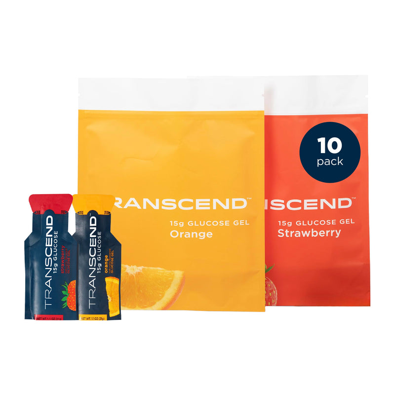 [Australia] - Transcend Foods Strawberry + Orange Gels (1.1 oz, Pack of 10) Fast-acting Carb Gel Strawberry and Orange Flavor – Caffeine Free, Gluten Free 