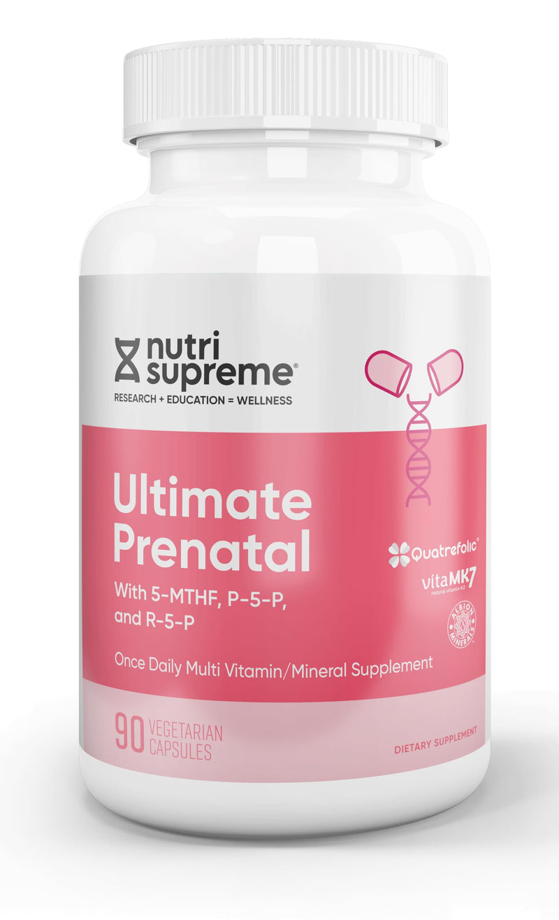 Nutri Supreme Prenatal Vitamin, Prenatal Vitamins Supplement for Women with Highly Absorbable Methyl Folate, One Per Day Prenatal Multivitamin with Iron, Kosher, Capsules, 90 Count Ultimate Capsules- 90 Count