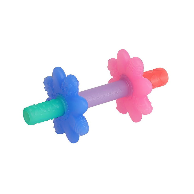 [Australia] - Itzy Ritzy Teensy Tube Teether; Textured Hollow Baby Teething Tube That Reaches Front Teeth & Back Molars, Made of Soft Silicone (Pink Rainbow) Pink Rainbow 