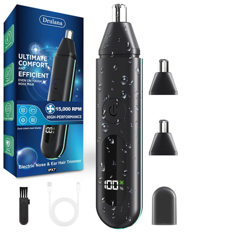 [Australia] - Nose Hair Trimmer for Men - 2024 Professional Painless Ear & Facial Hair Trimmer for Men Women, IPX7 Waterproof USB Rechargeable, Dual Edge Blades for Easy Cleansing, LCD Display 