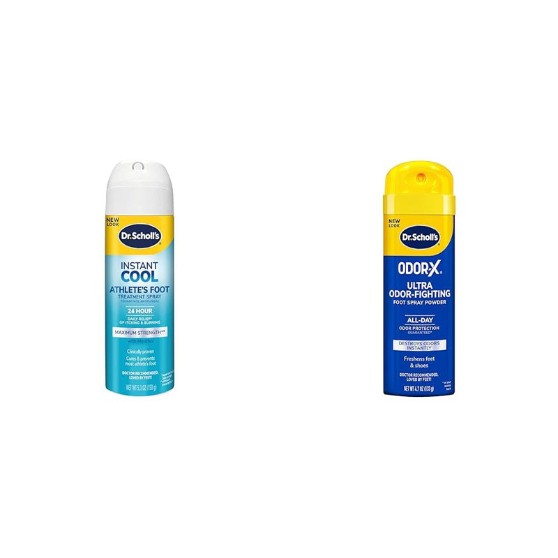 Dr. Scholl's Athlete's Foot Treatment Spray 5.3oz & Odor-X Ultra Odor-Fighting Spray Powder 4.7oz Bundle