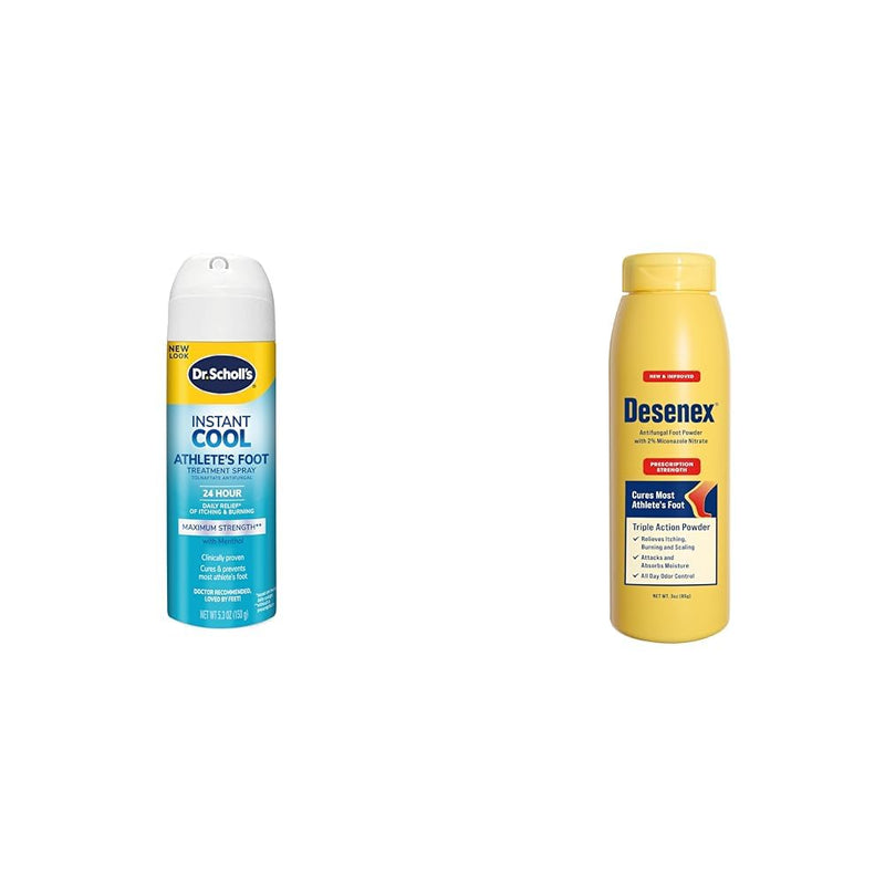 Dr. Scholl's Athlete's Foot Treatment Spray 5.3oz & Desenex Athlete's Foot Shake Powder 3oz Bundle