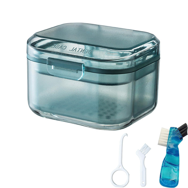 [Australia] - Denture Bath Case Cup Retainer Case Three-Layer Portable Denture Bath Case Denture Cleaning Case Denture Soaking Container Denture Holder with 2 Denture Brush & Denture Extractor 