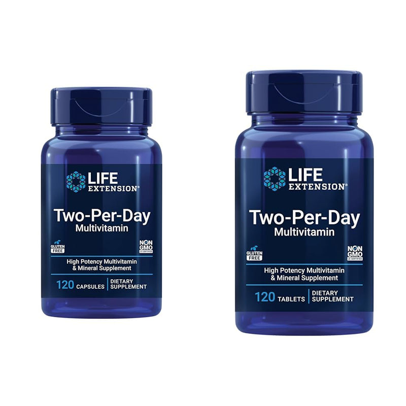 Life Extension Two-Per-Day Multivitamin 120 Capsules & 120 Tablets - Vitamins B, C, D, Zinc & Over 25 Vitamins, Minerals & Extracts