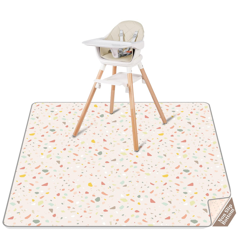 [Australia] - Splat Mat for Under High Chair | 51x51 Inch Anti-Slip Baby Splash Mat | Waterproof & Washable Spill Mat for Highchair Floor and Infant Play (Terrazzo Treasure) Terrazzo Treasure 
