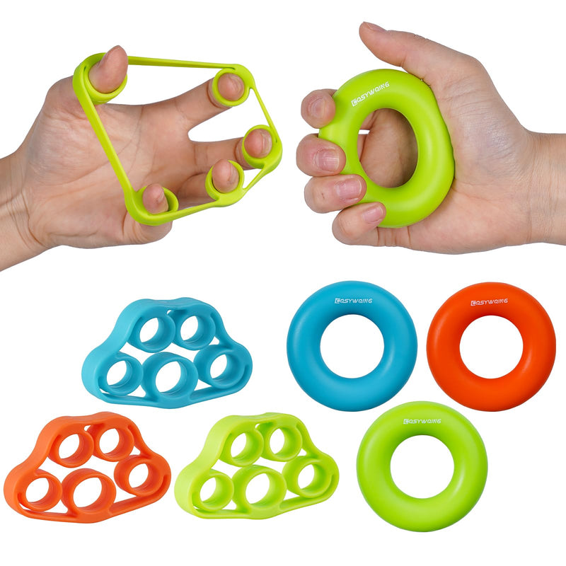 [Australia] - Hand Grip Strengthener, Finger Exerciser, Grip Strength Trainer (6 PCS),New Material,Forearm Grip Workout, Finger Stretcher, Relieve Wrist Pain, Carpal Tunnel, Trigger Finger, Mallet Finger 