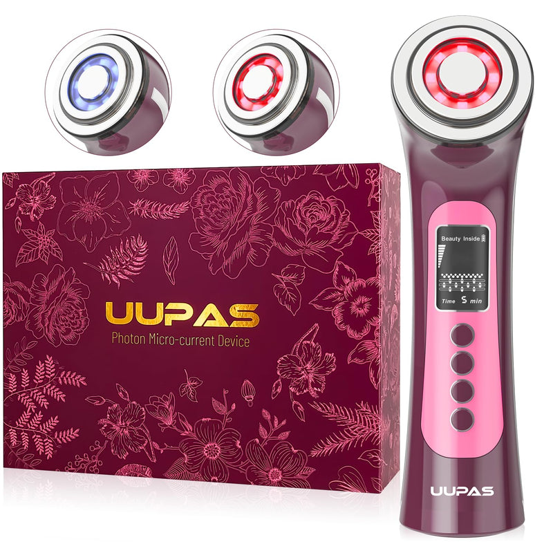 [Australia] - UUPAS Smart Photon Micro-Current LED Red Blue Light Therapy Wand for Face - Microcurrent Facial Device 