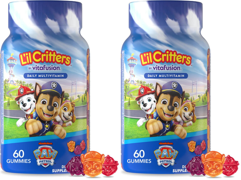 L’il Critters Paw Patrol Gummy Vites Daily Gummy Multivitamin for Kids, Vitamin C, D3 for Immune Support Cherry, Orange and Blueberry Flavors, 60 Gummies (Pack of 2) 60 Count (Pack of 2)