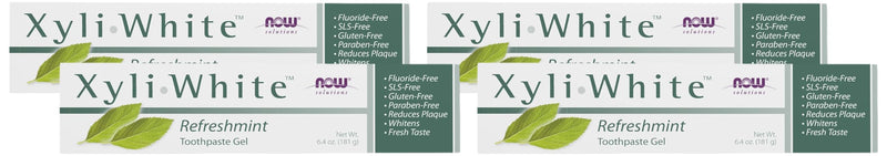 [Australia] - NOW Solutions, Xyliwhiteâ„¢ Toothpaste Gel, Refreshmint, Cleanses and Whitens, Fresh Taste, 6.4-Ounce (Pack of 4) 
