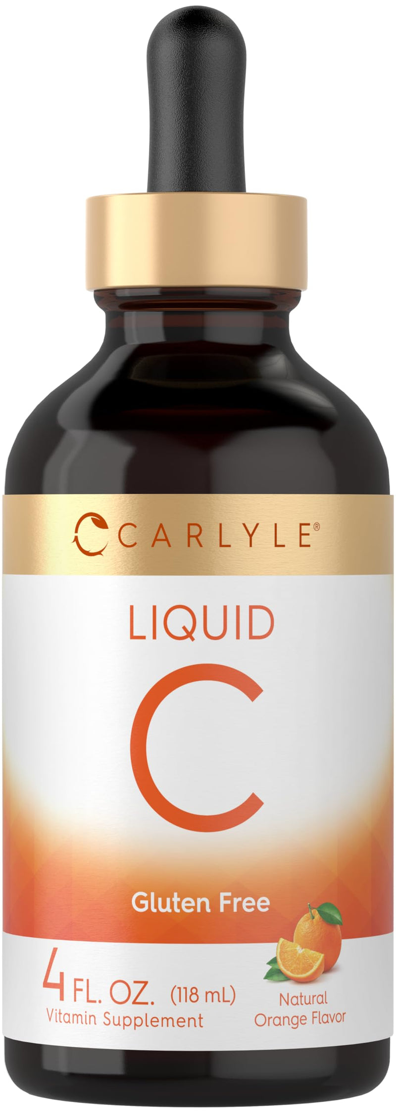 Carlyle Vitamin C Liquid Drops | 4 fl. oz | Ascorbic Acid and Sodium Ascorbate | Orange Flavor | Vegan, Non-GMO, Gluten Free Supplement