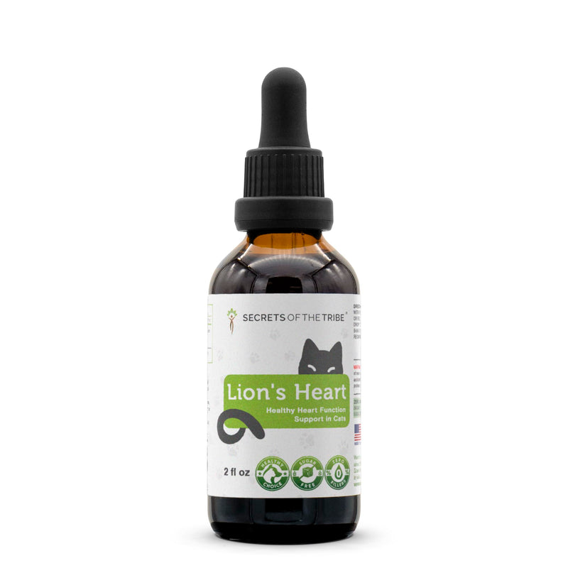 Lion's Heart | Natural Herbal Dietary Supplement for Cats | Healthy Heart Function Support in Cats | Alcohol-Free Extract, Hawthorn, Dandelion Leaf, Wood Betony, Valerian 2 oz - PawsPlanet Australia