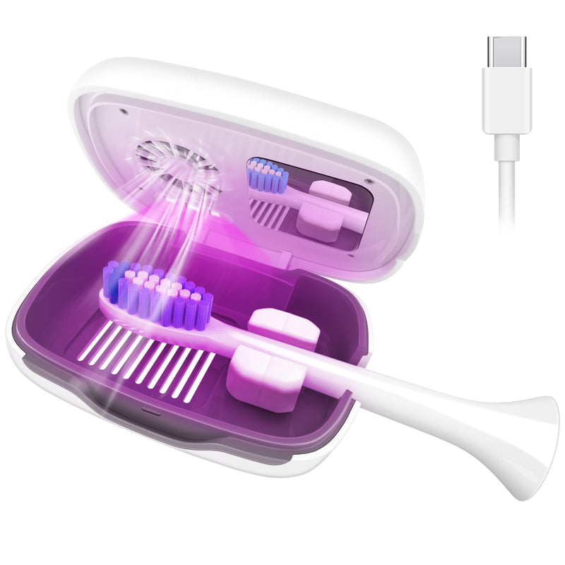 [Australia] - Toothbrush Covers Case and Holder with Light,Toothbrush San itizer Cover with Holder, Rechargeable Portable Toothbrush Cleaner Case, Toothbrush Box Fan with Dryer White 