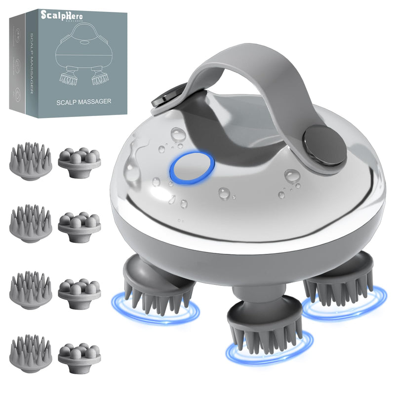 ScalpHero Smart Scalp Massager 2.0, Portable Heated Head with 128 Massage Nodes, Scalp Hero Electric Head Massager for Stress Relief, Deeply Clean Scalp Soothes Nerves & Promotes Hair Growth